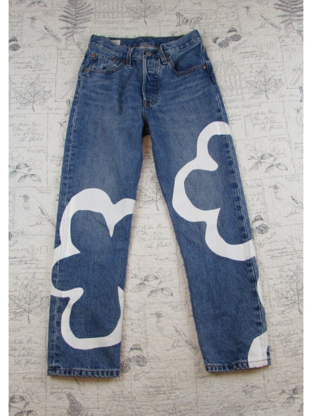NEW Levi’s 501 Paint by Numbers Premium Jeans Crop Button Fly Womens 24 x 26 - Picture 2 of 10
